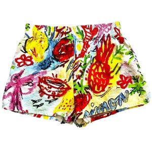 SIMON MILLER YUGA SHORTS SIZE XXL GRAFFITI ART TO WEAR LINEN PULL ON ARTSY